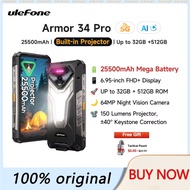 Ulefone Armor 34 Pro 5G AI Rugged Smartphone Android 15 32GB+512GB 25500mAh Built-in Projector