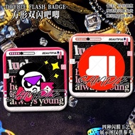 Brawl Stars Square Glitter Badge – Surge, Ash, Stu, Byron, Edgar, Chester, Eve | 50mm Holographic Co