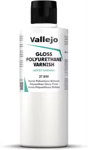 Vallejo-Polyurethane Varnish | Gloss Finish 200 ml.(6.76 fl.oz.) | Extraordinary Hardness & Permanen