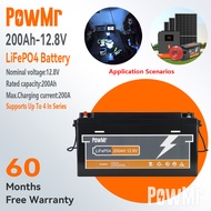 PowMr 12.8V 200AH แบตเตอรี่พลังงานแสงอาทิตย์ LiFePO4 พร้อม BMS ในตัวบํารุงรักษาฟรี พร้อมใช้ใหม่การออ