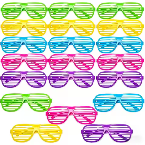 10 Pairs Shutter Shades Glasses Neon Slotted Glasses 80s Accessories Eyewear Props Party Decoration