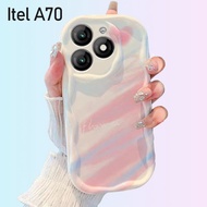 Itel A70 phone case Fashion Gradient Wavy Edge Phone Case Soft TPU Protection Cover Love dye the pho