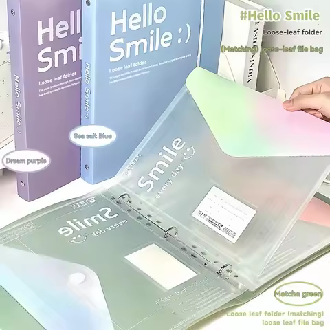 A4 PP File Bag, 3-hole D-ring Binder, Waterproof, Suitable for School, Office, Conference Supplies,