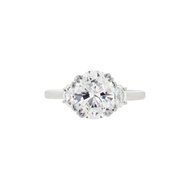Platinum, 2.12ct Oval Cut Diamond and Diamond Engagement Ring
