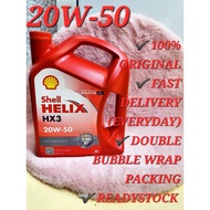 ENGINE OIL SHELL HELIX HX3 20W/50 SYNTHETIC ORIGINAL FOR PEROTON PERODUA HONDA TOYOTA MINYAK ENJIN K