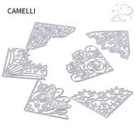 CAMELLI 8Pcs Corner Die Cuts, Lace Metal Flowers Die Cuts, Embossing Template Corner 2 Inches Flower