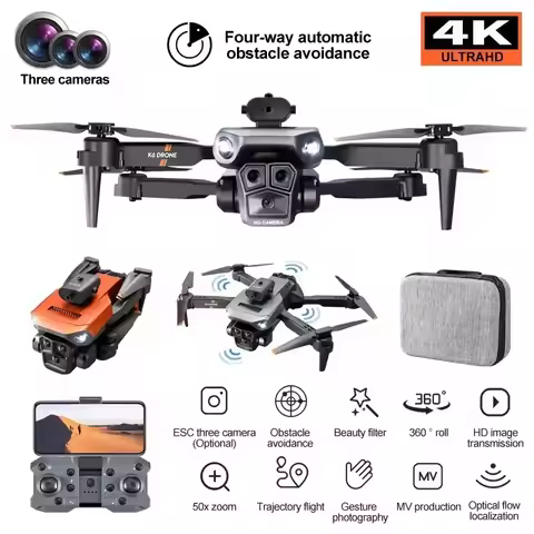 2025 New K6 MAX Drone Electric Adjustment Optical Flow 360° Obstacle Avoidance 4K HD Three Camera Fo