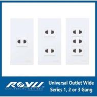 Royu Wide Series Universal Outlet （1，2，3gang， Duplex & Aircon Outlet）