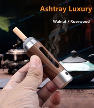 「 Party Store 」 New Mini Ashtray Luxury Walnut/Rosewood Portable Wood Ashtray With Lighter Pocket Outdoor Fireproof No Fly Ash Cigarette Holder