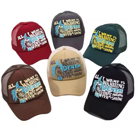 Kapital Vintage Retro Hip Hop Printed Cotton Mesh Baseball Cap Unisex Flat Brim Cap Casual Summer Ha