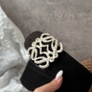 中古品 Loewe 羅意威 黑色麂皮水鑽大Logo皮帶