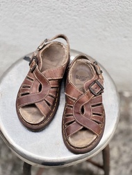 Dr. Martens 咖茶褐色編織麻花 真皮牛皮革 厚底編織涼鞋馬丁汀鞋