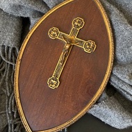 老又好古董珠寶 Vintage 法國木質十字架耶穌基督吊掛擺飾 W195