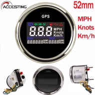52มม. GPS ดิจิตอลจอแสดงผล LCD Speedometer เครื่องวัดระยะทาง0-999 Mph Knots KMH พร้อมนาฬิกาปลุก VA สำ