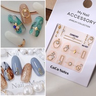 New diy Luxury K9 Transparent Manicure Sticker Hollow Gilding Diamond Sticker Metal Curve Circle Nai