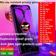 for Apple iPhone 6 6S 7 8 Plus /for iPhone 11 12 13 Pro Max Mini / for iPhone SE X XR XS MAX / Blu-ray-resistant privacy Privacy tempered glass