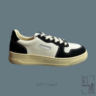 EAST PACIFIC TRADE Korea EPT COURT Leather Casual Shoes Thick-Soled Black White Color Matching [Insa