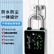 Smart fingerprint password padlock stainless steel outdoor waterproof large lock warehouse door anti-theft electronic