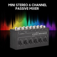 CX600 Mini Stereo 6 Channel Passive Mixer Portable Audio Mixer 6 in 2 Out Stereo Distributor Volume 