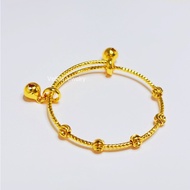 [VJ]New Bangle "Round Beads" 999.9 Gold Plated Adjustable Kids Bangles – BG35 Fashion Jewelry <Gelan