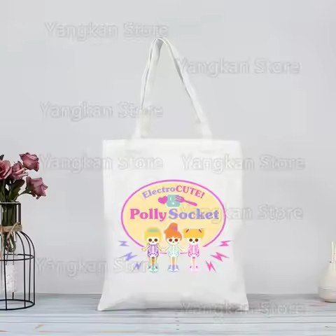 Polly Pocket Ladies Picnic bags Cloth Canvas Tote Bag Shopping Travel Women Eco Reusable Shoulder Sh