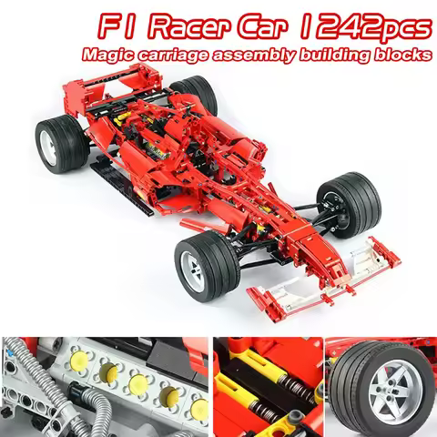 DECOOL Technical Formula Racing Car Building Blocks F1 High-Tech 1:8 Red Sport Vehicle Supercar Mode