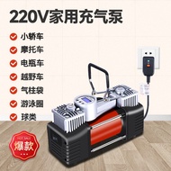 220vPlug-in Air Pump Household Double Cylinder Multifunctional Portable Air Pump Car Motorcycle Automatic Air Pump SGNZ