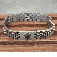 Aksesoris Gelang Pria Crown Center Classic Design Stainless Steel Men's Bracelet Silver
