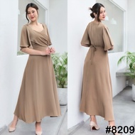 VO8209 เดรสคอเหลี่ยม แขนกระดิ่ง ชุดทำงาน ชุดออกงาน เดรสแฟชั่น เดรสน่ารัก [LUXURY707]