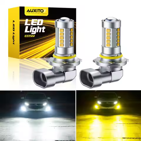 AUXITO 2Pcs 9006 HB4 LED Fog Light 3000k Yellow DRL Driving Lamp 6500K White With Projector LENS 360