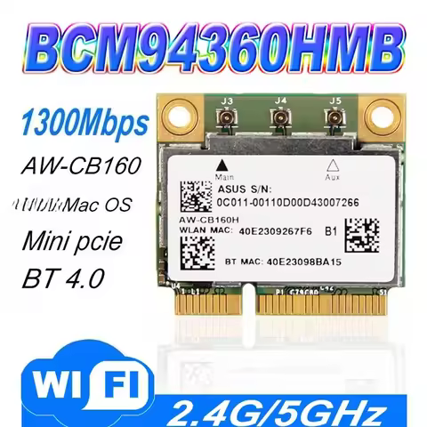 2026 Aw Cb160H Bcm94360Hmb Mini Pci E Wireless Network Card 802 11Ac 1300Mbps Wifi Bluetooth 4 0 Wit