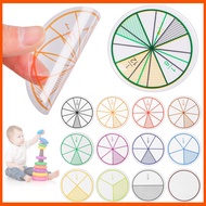 12PCS Transparent Math Fractions Circles Toy Math Learning Tool Numbered Fractions Circles Math Chip