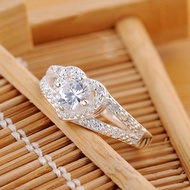 925 Sterling Silver Ring Heart-Shaped Zircon Ring For Woman Charm Jewelry Engagement Gift R388