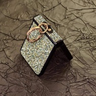 Sparkling Gold Faux Rhinestone Leather Glitter Ring Bracket Phone Case For Samsung Galaxy Z Flip 8 6