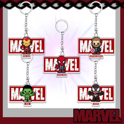 Marvel 6cm Spider Man Anime Captain America Iron Man Acrylic Keychain Hulk Accessaries Bag Pendant D