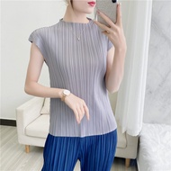 Issey Miyake Peplum Top Women's Bag Sleeve Vest Summer T-Shirt Comfort And Casual Southeast Asia Slim Slimming Pleated Women's Clothing