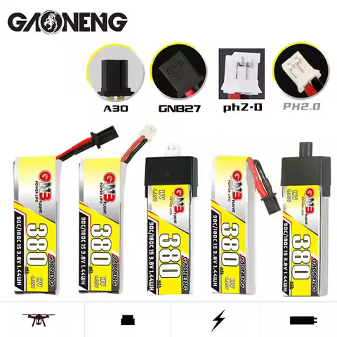 6PCS Original GNB 3.8V HV 380mAh 1S 90C 4.35V Lipo battery For M80S TINY6 Beta75S Emax Tinyhawk Snap