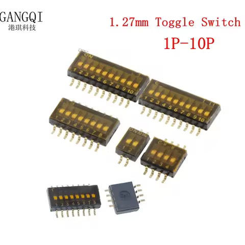 5PCS SMD SMT Slide Type Switch 1P 2P 3P 4P 5P 6P 8P 1.27mm Position Way DIP Black Pitch Toggle Switc