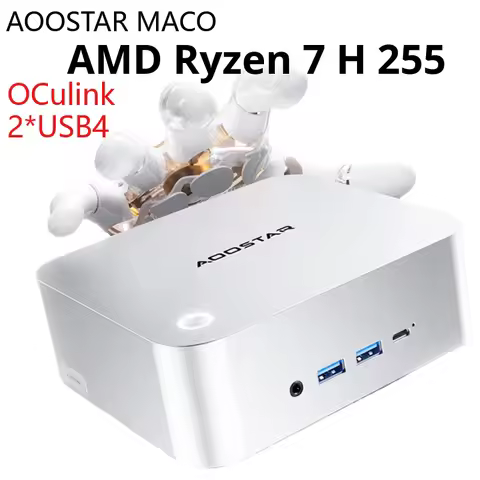 AOOSTAR MACO AMD Ryzen 7 H 255 Mini PC DR5 5600MT/s M.2 SSD OCulink 2*USB4.0 WiFi6 BT5.2 Computer Ga