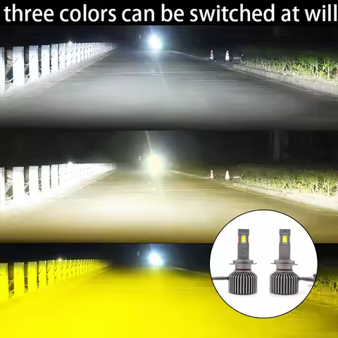 120W 3Color LED Headlight H4 H11 H7 9005 9006 LED Color Changing Fog Light Bulb HB3 HB4 Led Bulb Upg