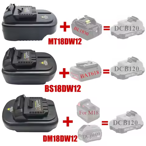 MT18DW12 DM18DW12 BS18DW12 Adapter for Makita/DW/Milwaukee/Bosch 18/20V Li-ion Batteries Compatible