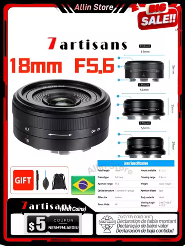 IN STOCK 7artisans 18mm F5.6 Full-frame cookie aperture wide-angle lens For Sony E ZVE10 for Leica L