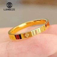LUMEEZE 2mm Stainless Steel Gold Four-leaf Clover Lucky Ring A531#