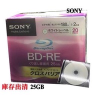 【庫存出清、日本製造】10片-SONY可列印式Printable BD-RE 2X 25G 空白光碟藍光燒錄片