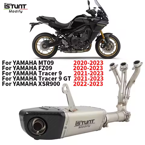 Full Systems For Yamaha MT09 FZ09 Tracer 9 GT XSR900 2021 - 2023 Motorcycle Exhaust Escape Link Pipe