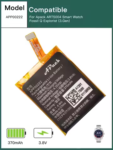 APP00222 Replacement Battery Compatible with Apack ART5004 Smart Watch,Fossil Q Exploraist gen 3