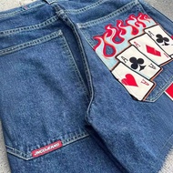 y2k jeans baggy jeans seluar jeans lelaki Cross-Border E-Border Street Jeans Hip-Hop Poker Graphic P