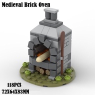 MOC Medieval Oven Building Blocks Street View House Furniture Military Army Food Pizza Bakery Equipment Weapons Bricks Toys Gift