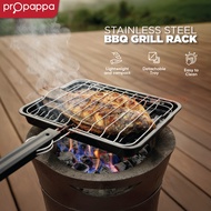 Propappa - Stainless Steel BBQ Grill Rack Portable Fish Grill Net Detachable Tray | Rak Gril Bbq Tah