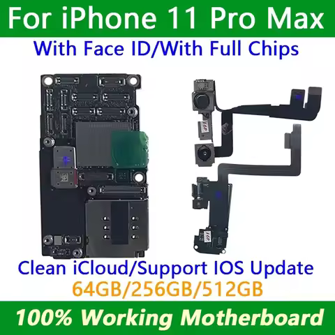 All Tested For iPhone 11 Pro max Motherboard 64GB 256GB NO/with Face ID Logic board Free ICloud 100%